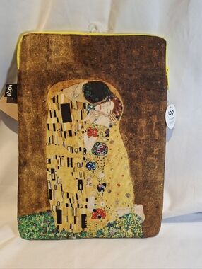 LOQI Yellow Gustav Klimt The Kiss Motif Laptop Tablet Sleeve